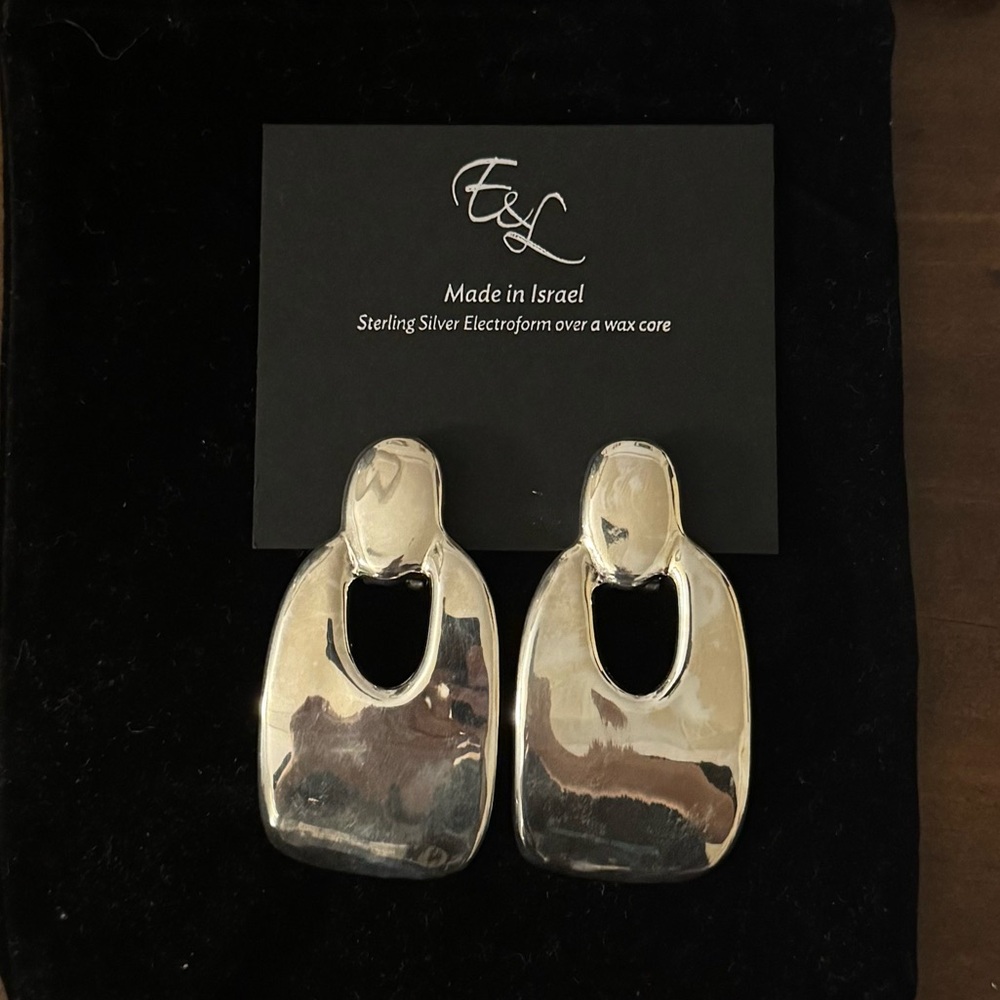 E&L Statement Sterling Silver Electroform Earrings NEW